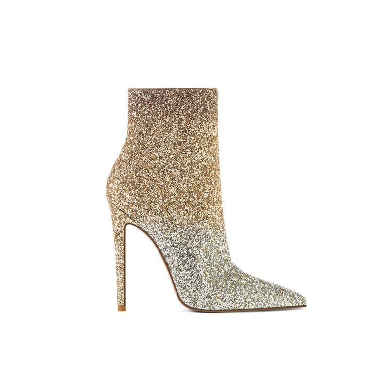 Bota Strass Salto Cano Curto