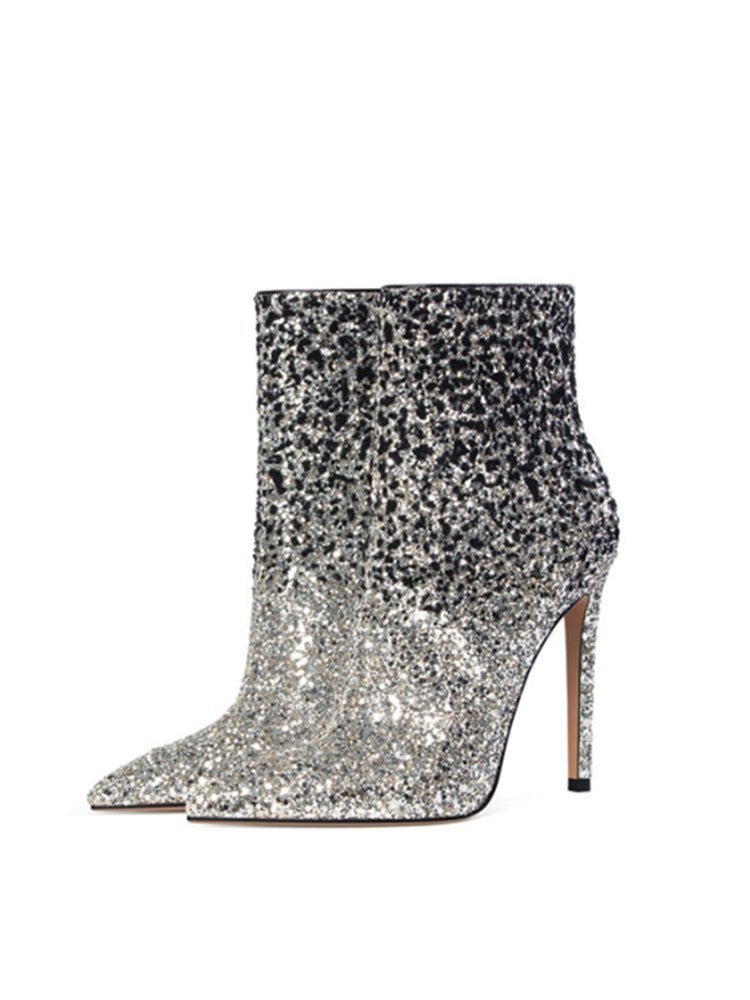 Bota Strass Salto Cano Curto