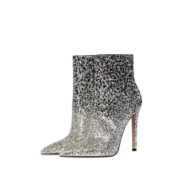Bota Strass Salto Cano Curto